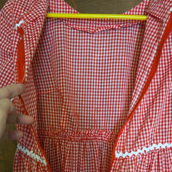 Red Gingham Midi Dress with White Trim - Picture 6 of 6